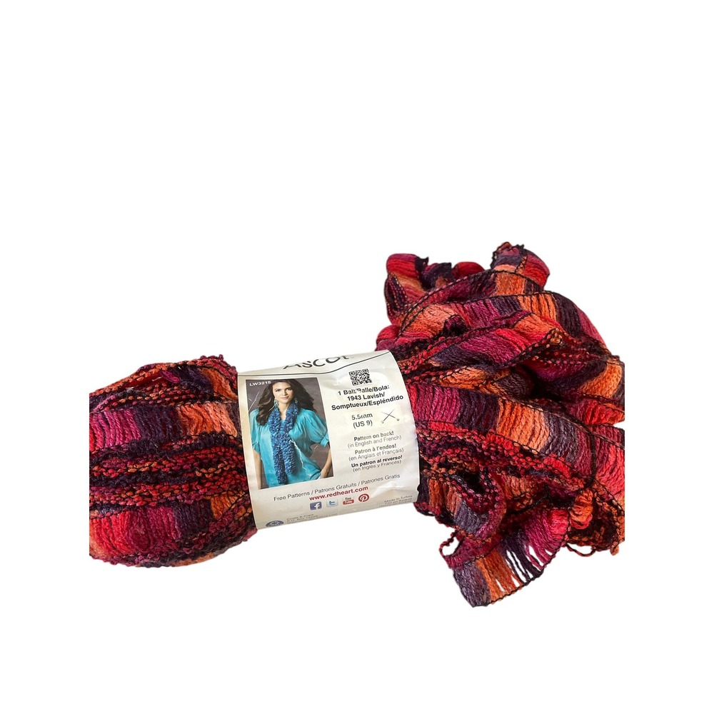 Red Heart Boutique Ascot Yarn Crush Red Orange Purple Super Bulky 6 Ribbon